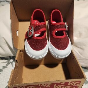Vans Kids Red Glitter Mary Janes